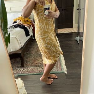 Yellow and white midi dress